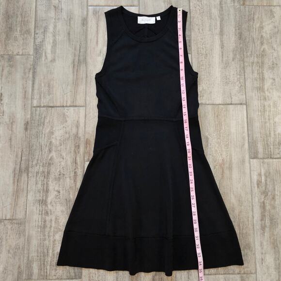 A.L.C. Kerry Ponte Knit Fit-and-Flare Dress Womens M Black Workwear Chic Minimal - Picture 5 of 10